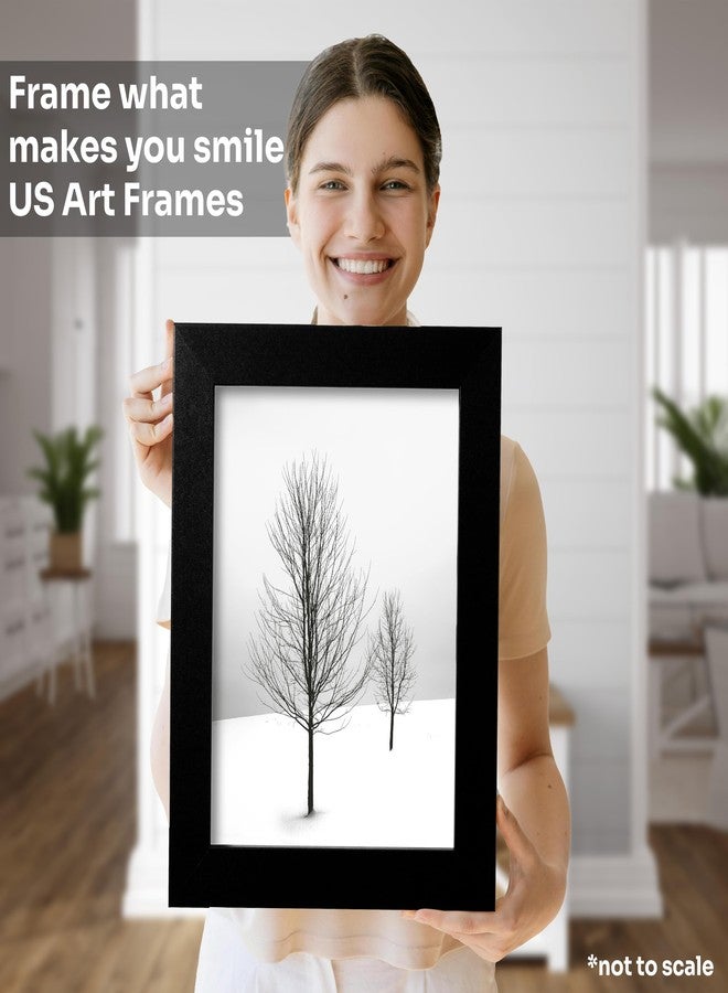US Art Flat Black 12x17 Picture Frame - Handmade American Flat 1" Wide Engineered Wood Frame for Wall Décor with Preinstalled Hangers and UV Blocking Plexiglass, 12x17 Frame - Image 5